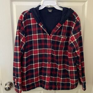 Eddie Bauer Cotton Jacket with tshirt lining and hoodie. Size Large.